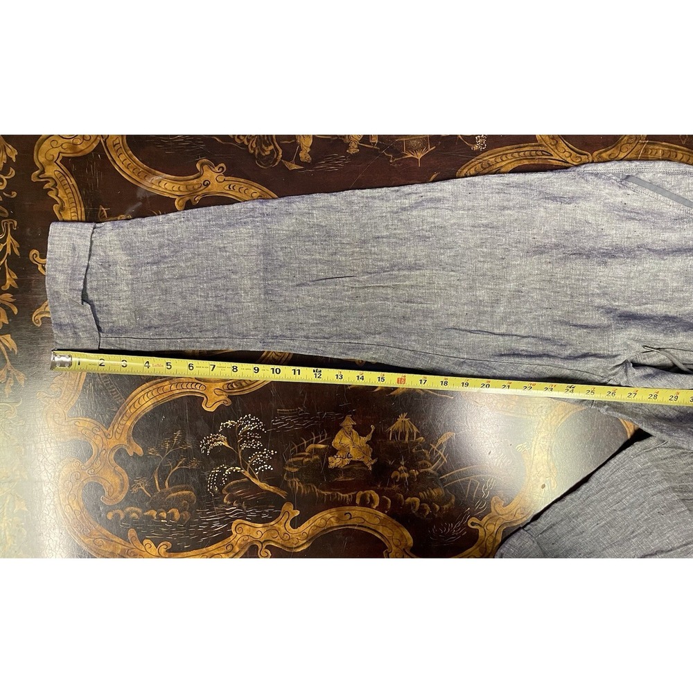 Athleta Bali Linen Ankle Pant Pull on Drawstring Flint Gray Heather Chambray 4‎ - Picture 11 of 13
